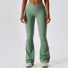 Calça Flare Fitness com Cintura Alta em V