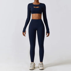 Conjunto Fitness com Top Vazado e Legging Cintura Alta