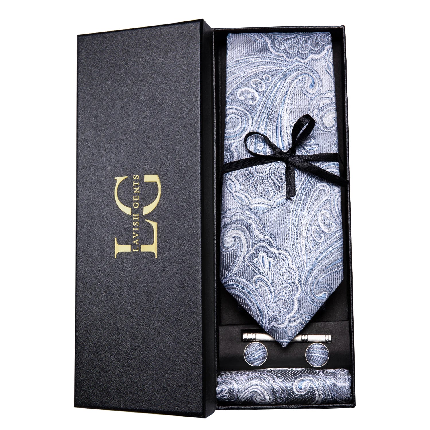 Gravata Paisley Premium em Seda com Lenço Combinando