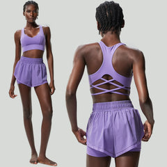 Conjunto Fitness com Top Cruzado nas Costas e Short Soltinho