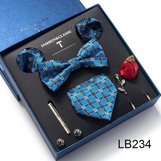 Gravata Borboleta Paisley com Broche e Abotoaduras