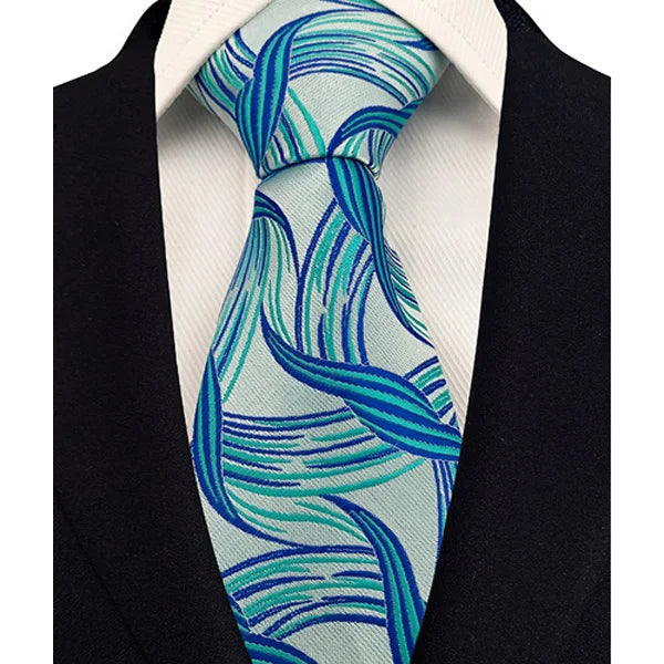 Gravata Masculina com Design Floral e Geométrico