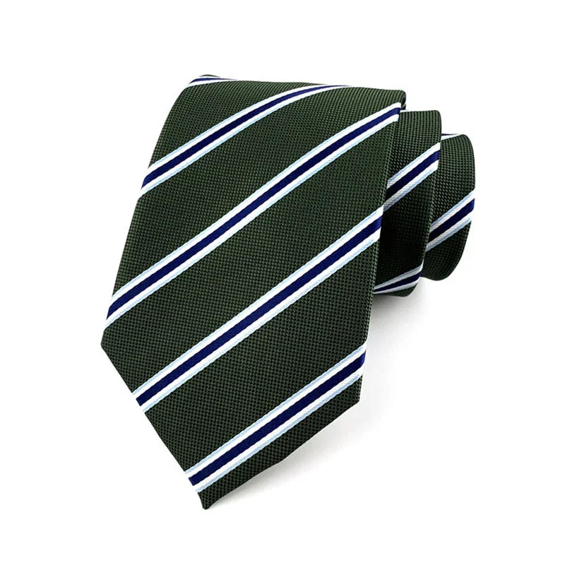 Gravata Listrada Regimental Verde Branca SK965
