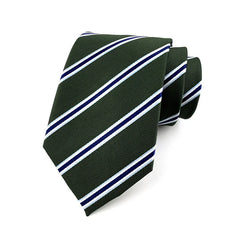 Gravata Listrada Regimental Verde Branca SK965