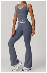Conjunto Fitness com Top Nadador e Short ou Calça Flare
